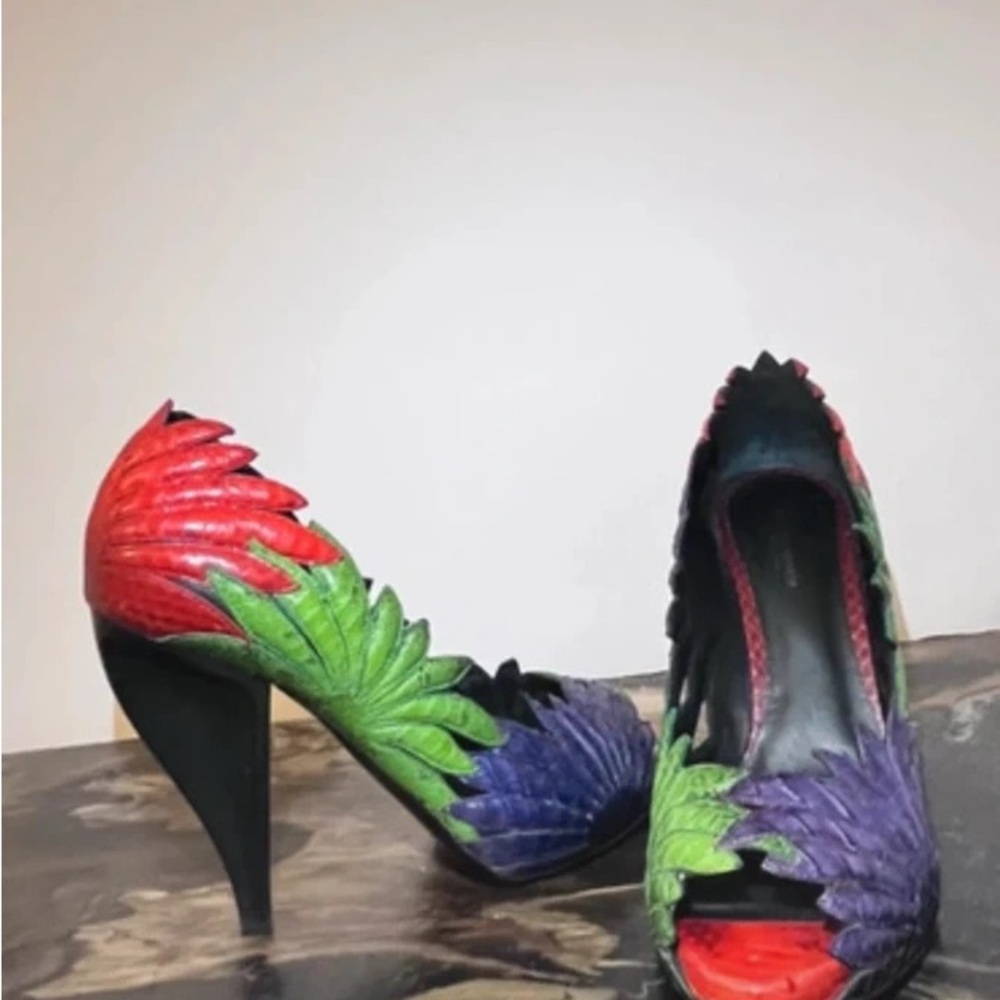 Vibrant Red, Green, and Purple Women's Heels